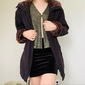 Faux fur leopard coat
